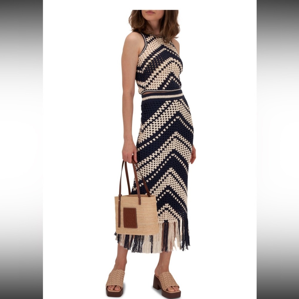 NWT Pointelle & Fringe Skirt Set